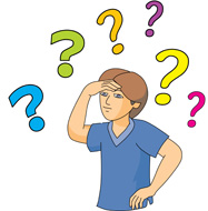 boy surrounded by question marks clipart