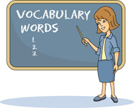 Teacher at Chalkboard Vocabulary Words Clipart